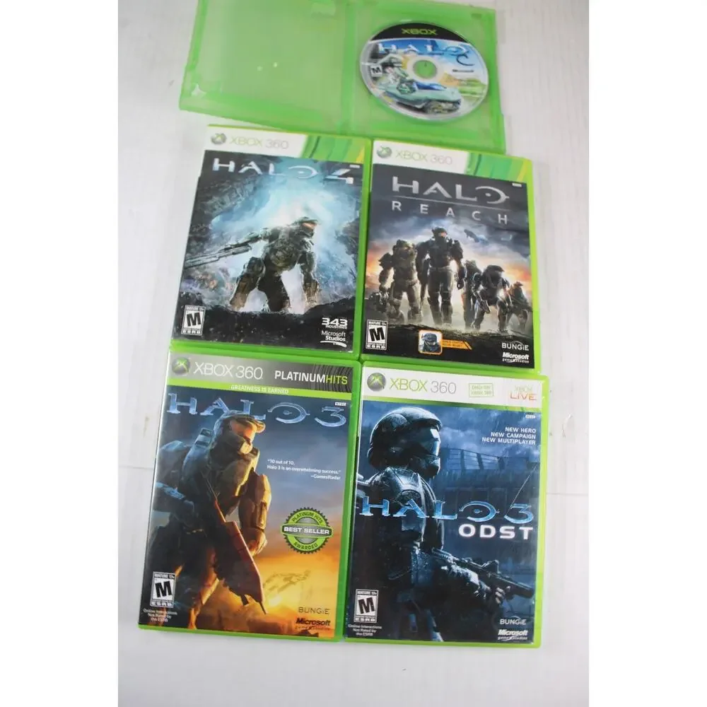 5 games: Halo, 3, 4, Reach, ODST (Microsoft Xbox) Authentic, tested